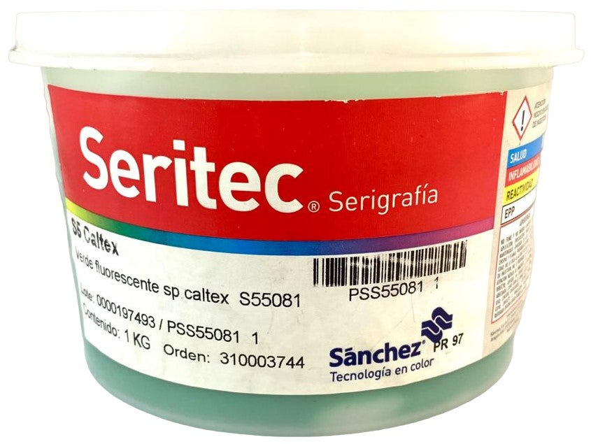 Tinta Serigrafía Caltex Fluorescente 1kg Verde Neón S5 5081 Sanchez® PSS55081 1 Kilo 01