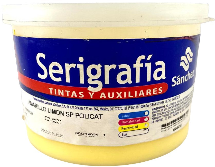 Tinta Serigrafía Policat 1kg Amarillo Limón R2 4021 Sanchez® PSR24021 1 Kilo 01