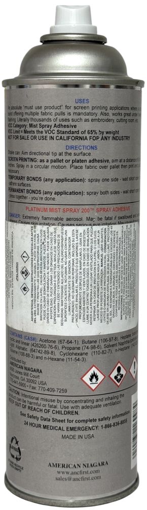 Adhesivo en Aerosol/Spray PLATINUM Mist Spay 200™ PLW200 340g Sanchez® RSE11021 G [Aerosol] 40232169984 3