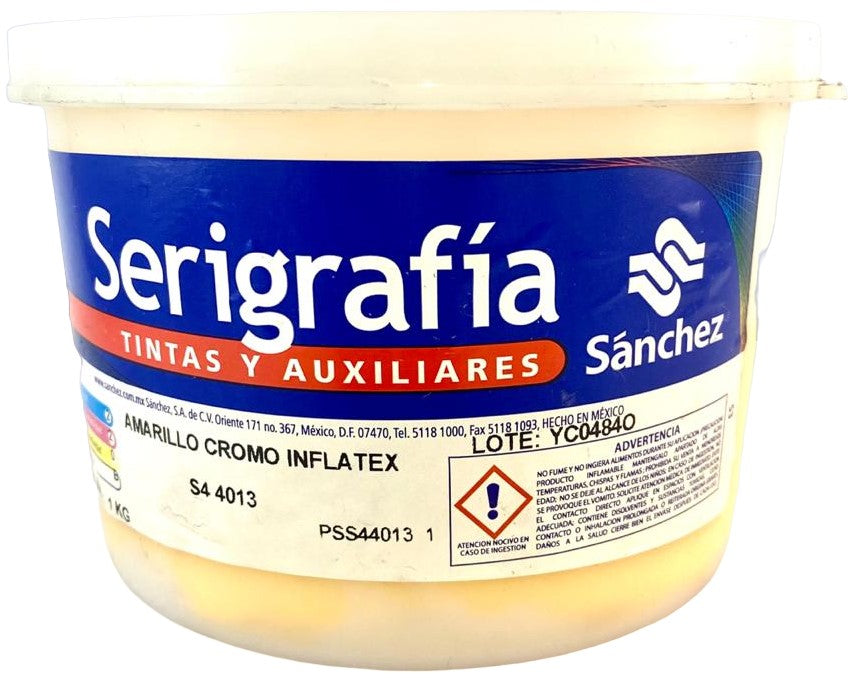 Tinta Serigrafía Inflatex 1kg Amarillo Cromo S4 4013 Sanchez® PSS44013 1 Kilo 01