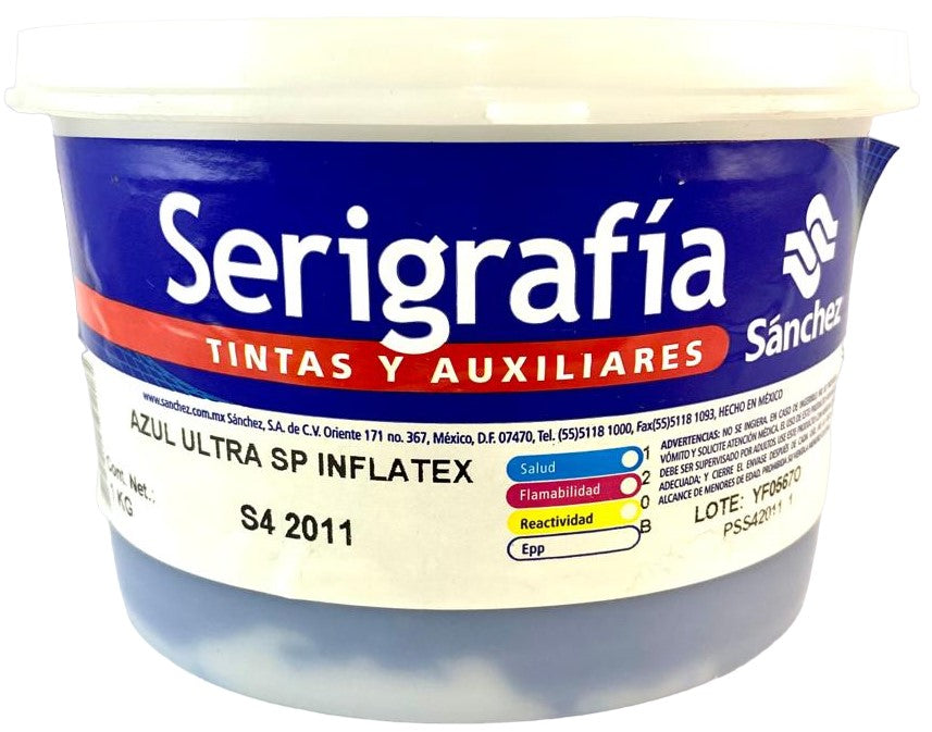 Tinta Serigrafía Inflatex 1kg Azul Ultra S4 2011 Sanchez® PSS42011 1 Kilo 01