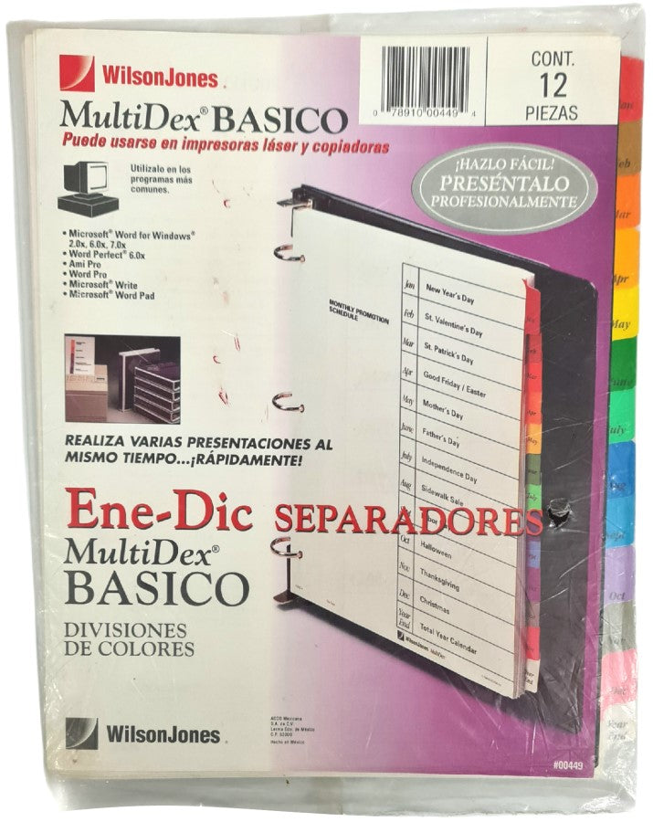 Separador Hojas p/Carpeta Multidex Meses Ene-Dic c/12 Blanco colorTap Carta ACCO® P0449 [Bolsa de plástico] 78910004494