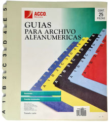 Guía p/Archivo Pressboard Alfanumérica c/25 Verde Claro Carta ACCO® P5396 [Pieza] 7501357053969