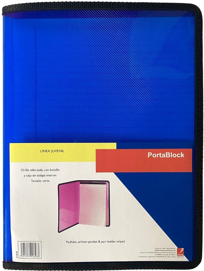Carpeta Porta Block c/Block Raya 30 hojas Translúcido Carta ACCO® P1648 [Pieza] 7501357016483