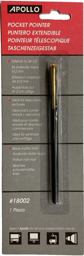 Puntero Extendible Tipo Pluma Negro Mate 612mm APOLLO® [Pieza] 718575180026