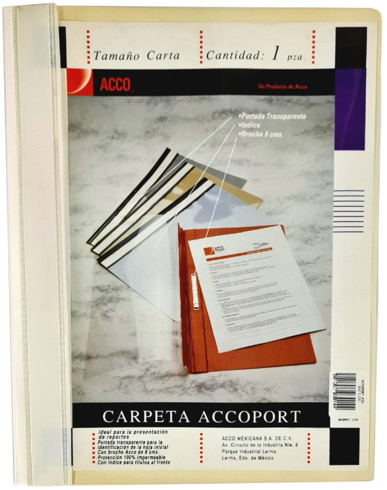 Fólder Plástico c/Broche Accoport Broche 8cm Beige Carta ACCO® [Pieza] 7501357030144