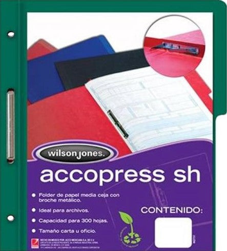 Carpeta Pressboard Broche 8cm ½ CejaAccopres " Verde Oscuro Carta ACCO® P4778 Pieza 7501357047784 01