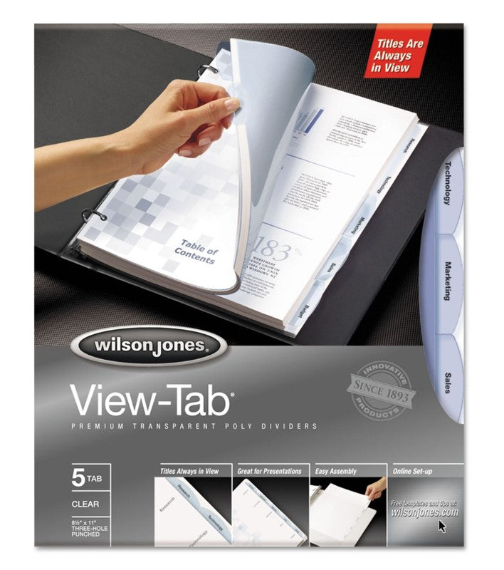 Separador Hojas p/Carpeta View-Tab Plástico c/5 Transparente Carta ACCO® P5066 [Bolsa de plástico] 78910550663