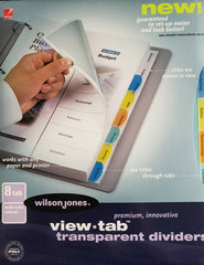 Separador Hojas p/Carpeta View-Tab Plástico c/8 Colores Transpa Carta ACCO® P5067 [Bolsa de plástico] 78910550670