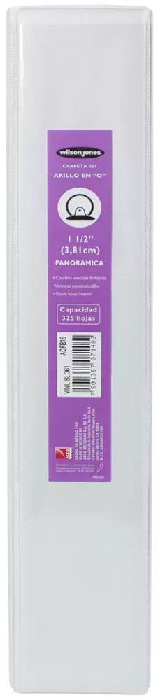 Carpeta 3 Argollas "O" Accovinil #361 Dp 1½" Blanco Brillant Carta Wilson Jones® P7148 Pieza 7501357