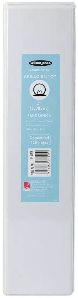 Carpeta 3 Argollas "O" Accovinil #361 Dp 2" Blanco Brillant Carta Wilson Jones® P7149 Pieza 75013570