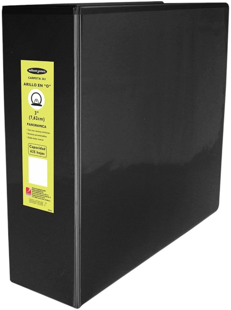 Carpeta 3 Argollas "O" Accovinil #361 3" Negro Brillante Carta ACCO® P0257 Pieza 7501357002578 01