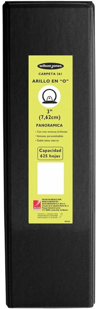 Carpeta 3 Argollas "O" Accovinil #361 3" Negro Brillante Carta ACCO® P0257 Pieza 7501357002578 02