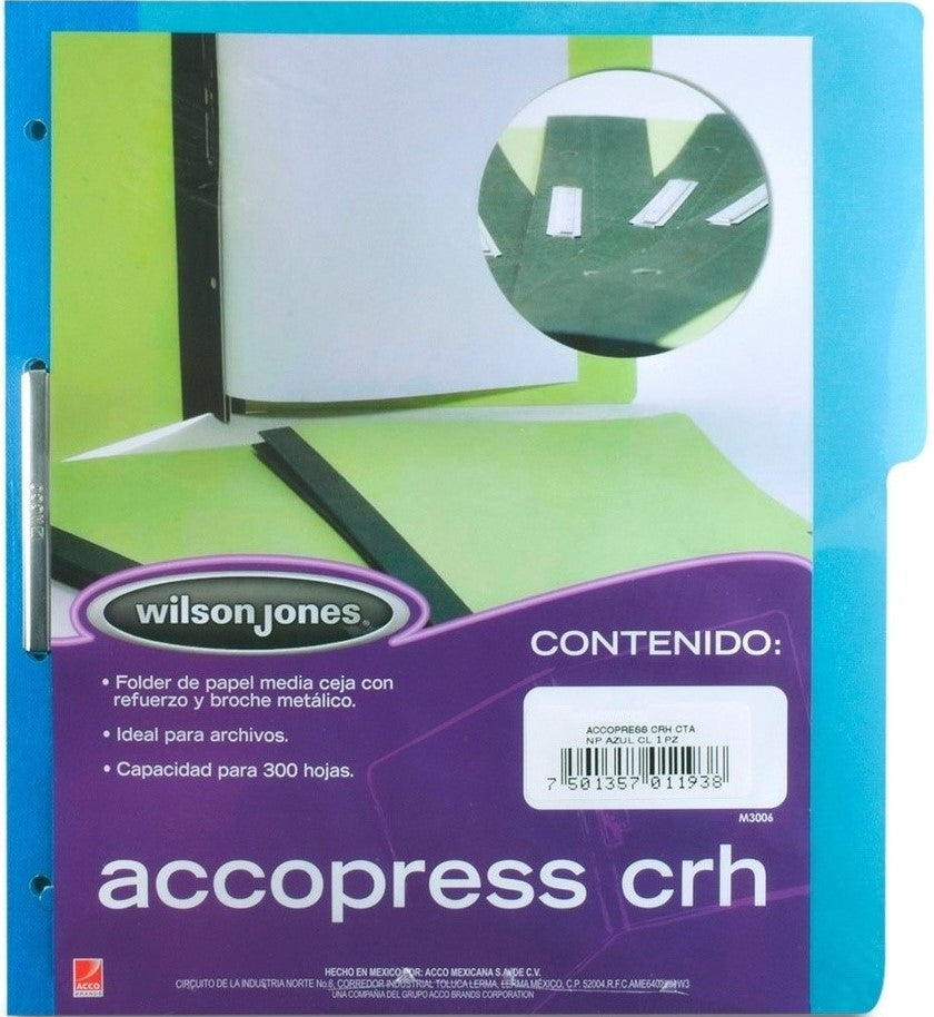 Carpeta Pressboard Broche 8cm ½ CejaAccopres " Azul Oscuro Carta ACCO® P4554 Pieza 7501357045544 01