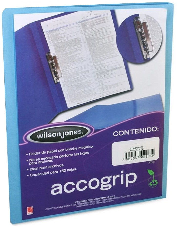 Carpeta Pressboard c/Palanca AccoGrip + Azul Claro Carta ACCO® P0967 [Pieza] 7501357009676 3