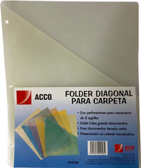 Fólder Plástico Diagonal p/Carpeta c/5 Trasparente Carta ACCO® P4158 [Bolsa] 7501357041584 2