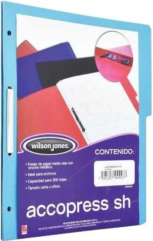 Carpeta Pressboard Broche 8cm ½ CejaAccopres ) Azul Claro Oficio ACCO® P4564 Pieza 7501357045643 01