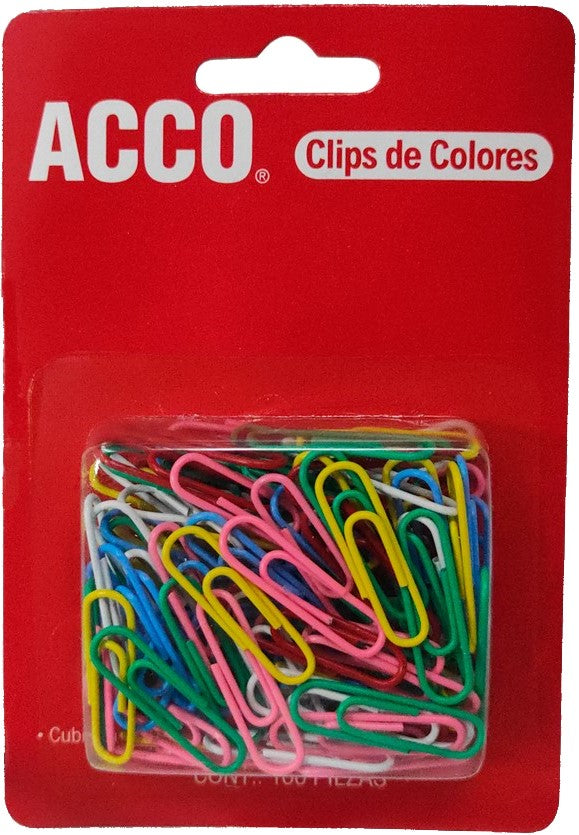 Clips Metal Forrado de Vinil c/100 Colores 28mm ACCO® P6130 [Paquete] 50505725229