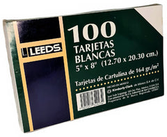 Tarjeta Índice Blanca Leed's c/100 Blanco 5×8" Scribe® [Paquete] 7501017349234