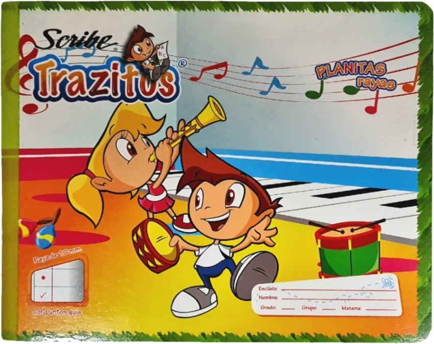 Cuaderno Preescolar Itali Cosido Trazitos Semi Rigi 72 hojas Raya 10mm Scribe® 1400 [Pieza] 7506129419349