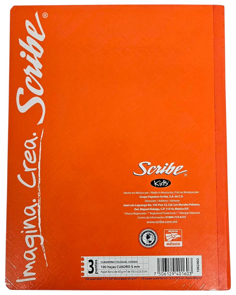 Cuaderno College Cosido Kid's 100 hojas Cuadro 5mm Scribe® 72402 [Pieza] 7501017343614 3