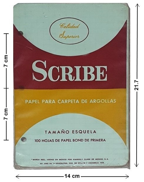 Papel p/Carpeta Esquela 3 perforaciones 100 hojas Raya Scribe® 8220 14×21.7cm [Paquete] 7501249812117
