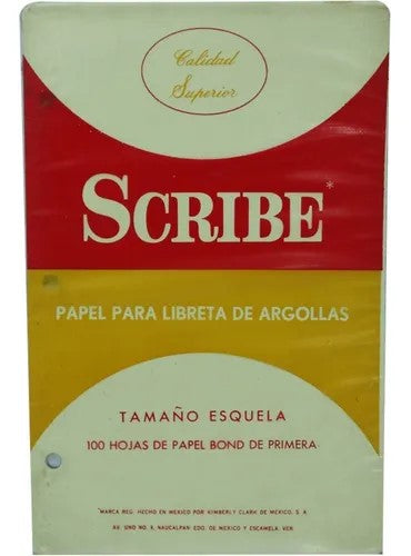 Papel p/Carpeta Esquela 3 perforaciones 100 hojas Blanco Scribe® Paquete 7501017340910