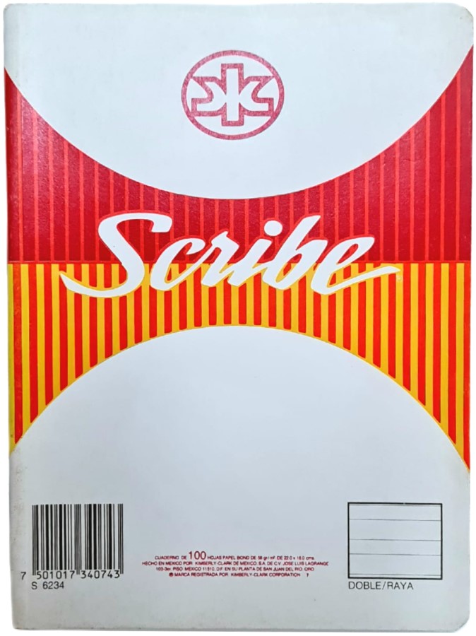 Cuaderno f/FrancesaEngrap Engrapado 100 hojas Doble Raya Scribe® 6234 Pieza 7501017344116 01