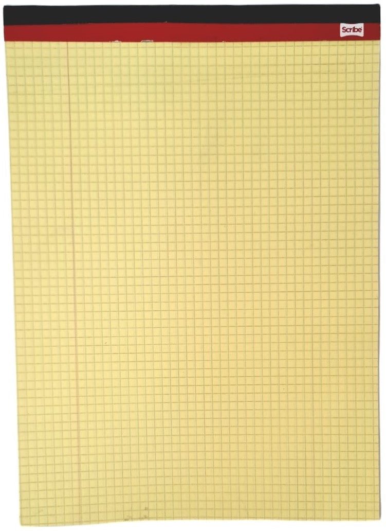 Block Carta 	Profesional Pegado Amarillo Óptico 50 hojas Cuadro 5mm Scribe® 09512 [Pieza] 7501017349173