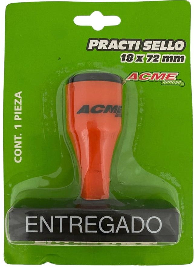 Sello con leyenda de goma simple "ENTREGADO" 18×72mm Barrilito® 30005B Pieza 7501214915256 01