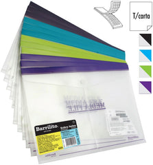Sobre p/DocumentoPlástico Horizontal Broche Velcro Transparente Carta Barrilito® 103EV. [Pieza] 7501214992561