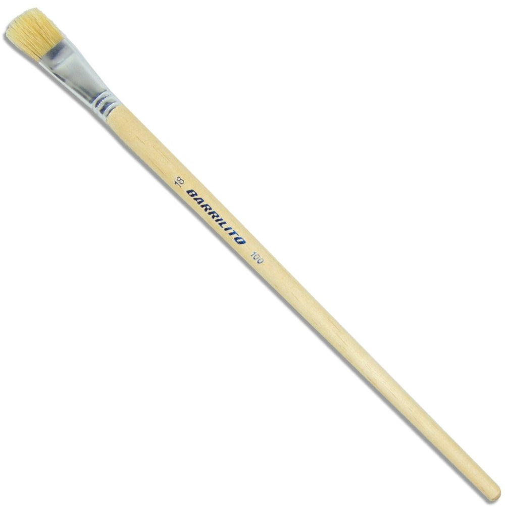 Pincel p/Oleo 100 Plano pelo de Cerdo 18 Madera Barrilito® P10018 Pieza 7501214913221 01