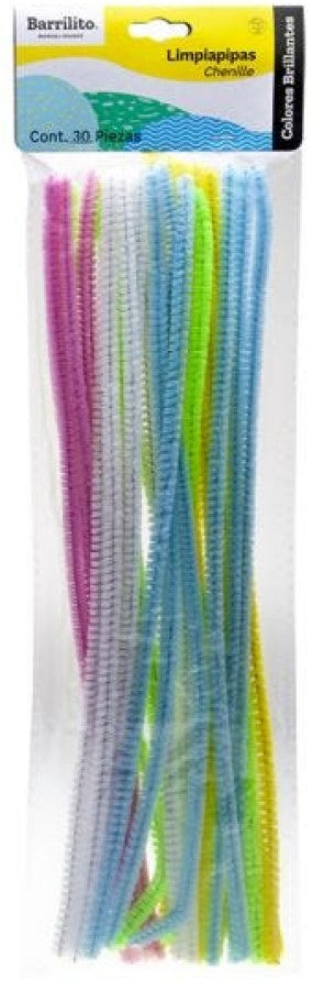 Limpiapipas c/30 Colores Brillan 0.6×30cm Barrilito® P002F [Bolsa] 7501214910312