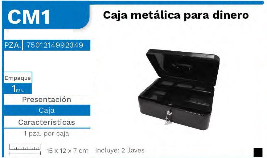 Caja Metálica p/Dinero 15×12×7cm Barrilito® CM1 Pieza 7501214992349 02