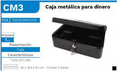 Caja Metálica p/Dinero 26×18.6×8c Barrilito® CM3 Pieza 7501214992370 02