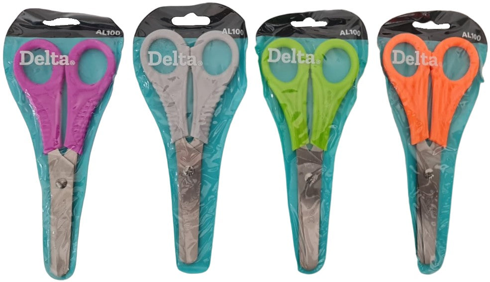 Tijera Escolar Punta Roma Económica en vinilo 5" Colores Delta® AL100 [Pieza] 7501214965398
