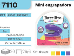 Engrapadora Mini c/Grapas1000 Escolar STD Barrilito® 7110 [Pieza] 7501214973072