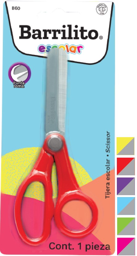 Tijera Escolar Punta Roma Barrilito 5" Barrilito® B70 [Pieza] 7501214902843