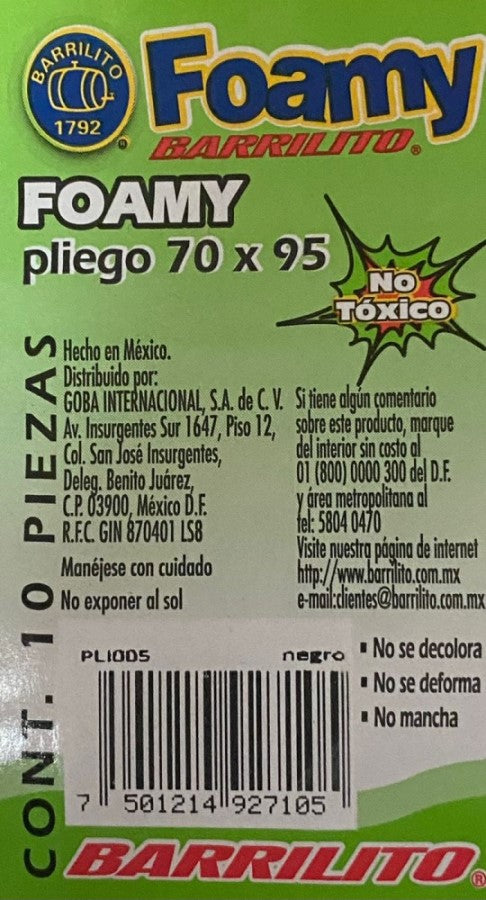 Foamy Pliego Negro 69½×94½cm Barrilito® PLI005 Pieza 7501214927105 04