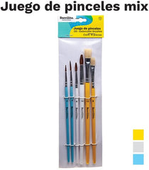 Pincel p/Acuarela/OleoKit c/6 Madera Barrilito® KOA6 [Kit (Conjunto piezas] 7501214924562