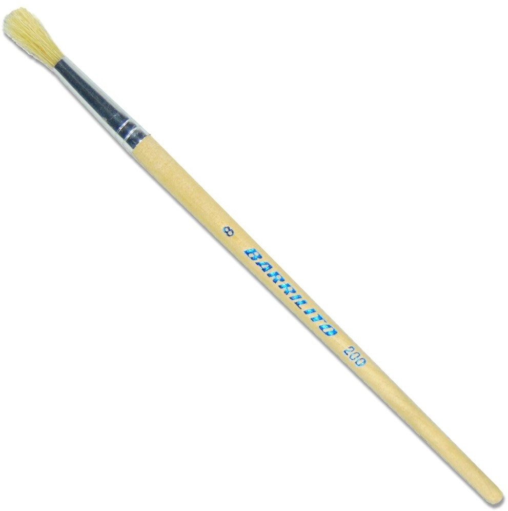 Pincel p/Oleo 200 Redondo pelo de Cerdo #08 Madera Barrilito® P20008 Pieza 7501214913283 01