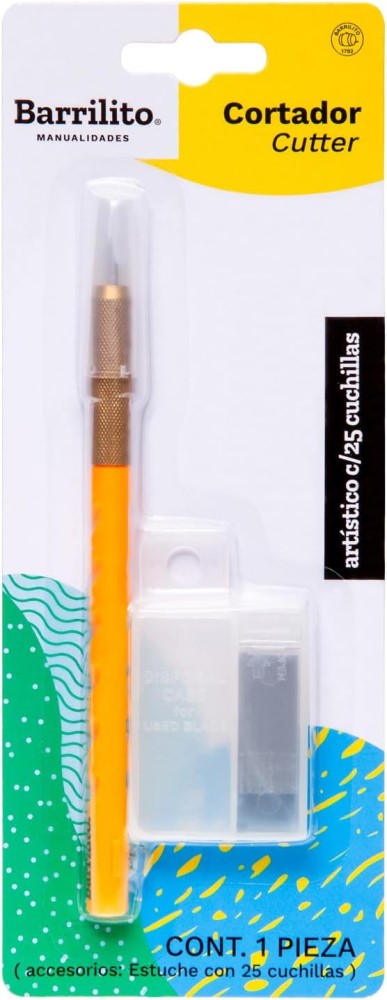 Cuchilla Escalpelo Mango Plástico-Metal c/25 Repuestos Blíster Barrilito® [Pieza] 7501214986324 Imagen principal del producto