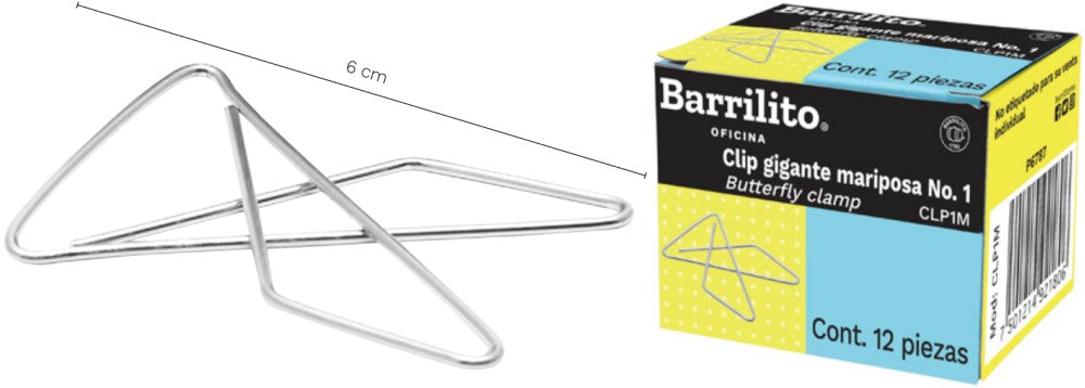 Clips Mariposa c/12 #1 Barrilito® CLP1M Caja 7501214988229 01