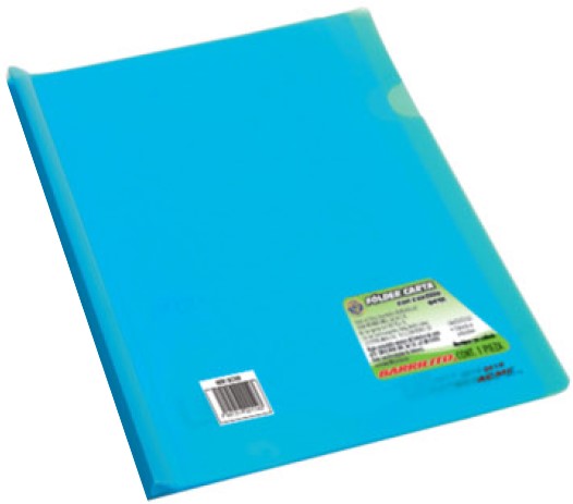 Fólder Plástico Costilla Azul Carta Barrilito® QC1Z. [Pieza] 7501214921134