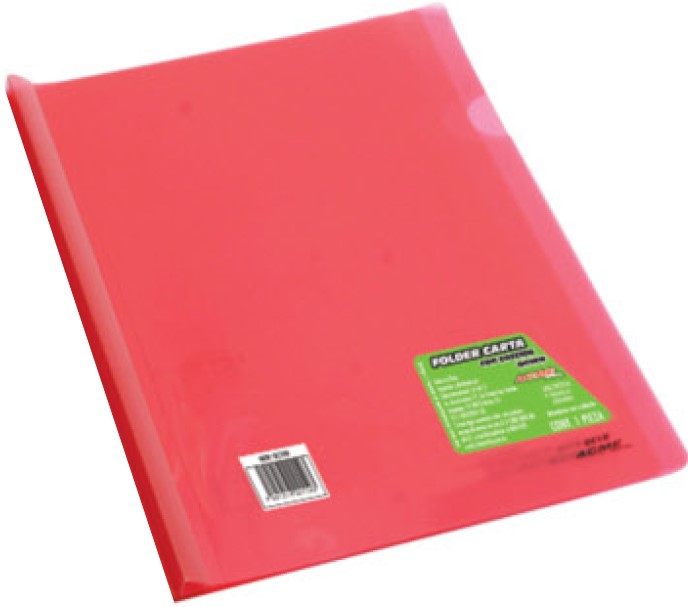 Fólder Plástico Costilla Rojo Carta Barrilito® QC1R. [Pieza] 7501214921103