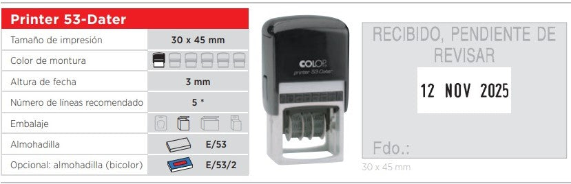 Sello Fechador Tinta Auto 30×45mm Colop® PRIN53DA [Pieza] Imagen secundaria del producto