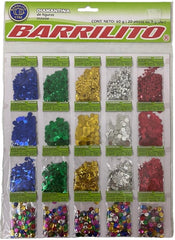 Diamantina y Lentejuela c/20 Bolsas de 3g Figuras Barrilito® DYA20M [Bolsa] 7501214922100