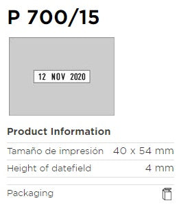 Sello Fechador c/Placa 40×54mm Colop® P700/15 [Pieza] 9004362311164 2