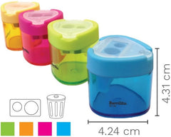 Sacapuntas de Plástico Triangular c/Tapa Doble Colores c/Deposito Barrilito® SPT36 [Pieza] 7501214922902