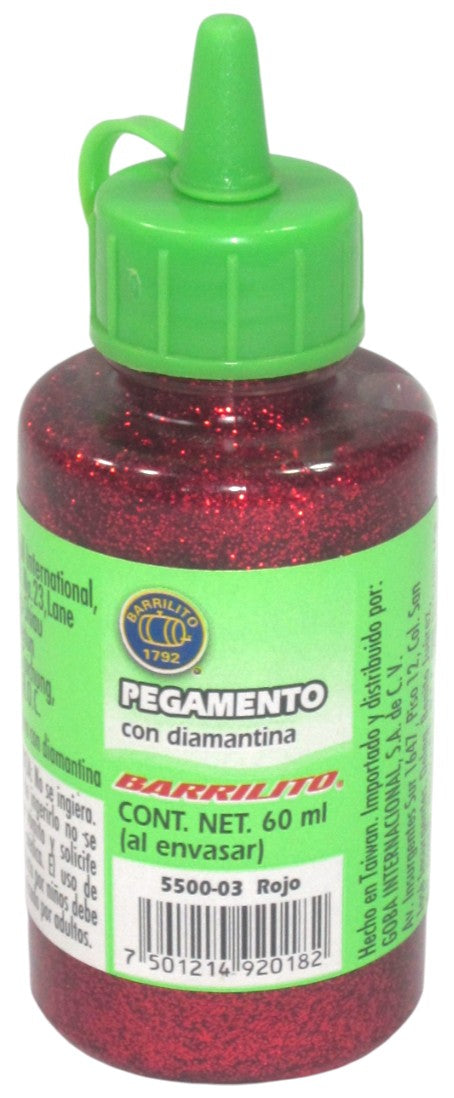Adhesivo c/Diamantina Glitter Rojo 60ml Barrilito® 5500-03 [Pieza] 7501214920182